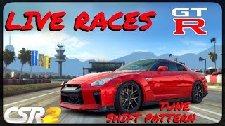 CSR Racing 2 - Nissan 2017 GT-R - Tune and shift pattern - Live races