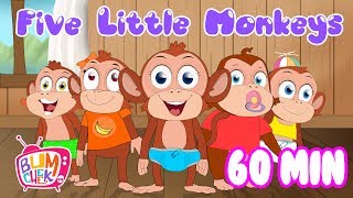 Five Little Monkeys Jumping On The Bed | Children Nursery Rhymes | Kids Song | Bumcheek TV