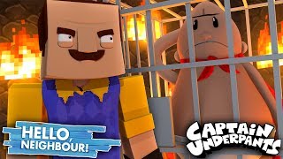 Minecraft Hello Neighbour - THE NEIGHBOUR TAKES CAPTAIN UNDERPANTS!