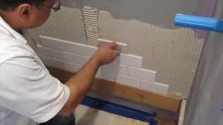 Subway tile shower install time lapse