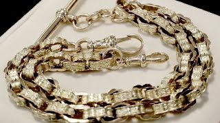 9 ct Yellow Gold Double Albert Watch Chain - Antique Circa 1900 A6235