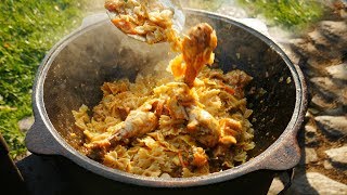 МАКАРОНЫ С КУРИЦЕЙ И ОВОЩАМИ ТЕПЕРЬ ГОТОВЛЮ ТОЛЬКО ТАК В КАЗАНЕ НА КОСТРЕ