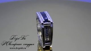 Мужская печатка с сапфирами и бриллиантами