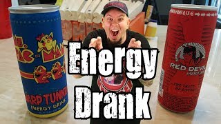 Energy Drank - Ms. Pac Man Warp Tunnel Energy Drink vs Red Devil Energy Drink