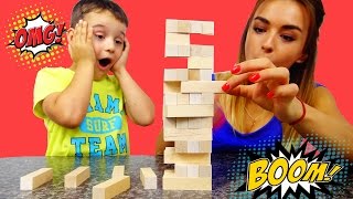 Играем в Игру ДЖЕНГА Разрушители Строим Башню Jenga unboxing and play