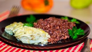 Минтай в духовке с майонезом и луком