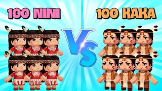 100 Nini VS 100 Kaka | Thí nghiệm Mini World - Phần 40 | Meowpeo