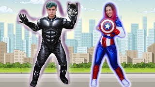 MALOUCOS FINGE BRINCAR de SUPER-HERÓI  E SALVA COELHO DA PÁSCOA - Pretend Play Super Hero