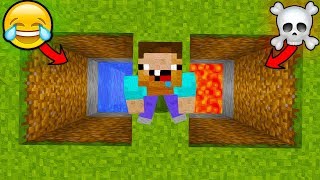 В КАКУЮ ЯМУ УПАДЕТ НУБ В МАЙНКРАФТ? КАК ВЫЖИТЬ НУБУ? ТРОЛЛИНГ В MINECRAFT | ЗАЩИТА НУБА | МУЛЬТИК