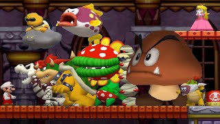 New Super Mario Bros. DS - All 19 Boss Fights (Tower & Castle Bosses) Ending & Credits