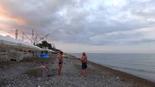 Пляж "Фламинго" в Лазаревском. Погода 9 августа 2014, t +23°C, вода t +27°С, SOCHI RUSSIA