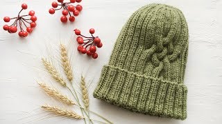 Мастер-класс (МК) | Шапка спицами резинкой 2х2 и с простым узором | Вязание спицами для начинающих