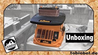 Triton TSPST450 Spindelschleifer Unboxing First View oszillierender Spindel- und Bandschleifer Test