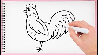 How to Draw a Cock Easy Step by Step Learn Drawing Chicken  Very Easy for Kids