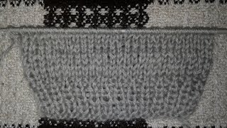 Лицевая гладь спицами (классическим способом). Переход с резинки к основному полотну.
