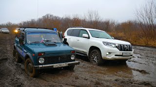 Что ТВОРИТ Toyota Land Cruiser Prado против VW TOUAREG на ВОЕННОМ ПОЛИГОНЕ и НИВАМИ, OFF-ROAD!