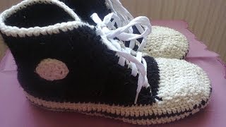 Кеды вязаные крючком. Ч.2.  Sneakers crochet. P.2.