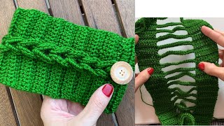Tığişi Kolay Burgulu Bandana / Crochet Easy Headband