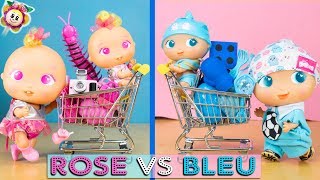 Défi de BEBÉS ?! On achète tout ce qui est BLEU, ROSE ET VERT ? Chariot rempli de jouets Challenge