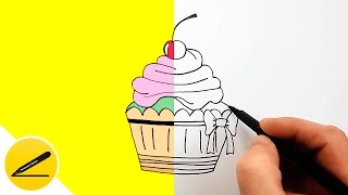 Как Нарисовать Пирожное поэтапно - Рисуем пироженку для начинающих
