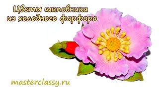 DIY. Miniature Flowers Tutorial - cold porcelain. Цветы шиповника из холодного фарфора. Видео урок