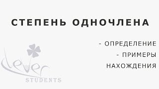 Степень одночлена.