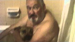 NEWS FLASH!!! Papa Bear Wounded Giving Dog a Bath LOL