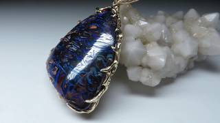 Boulder koroit opal gold pendant code 11284 Крупная подвеска с болдер короит опалом в золоте