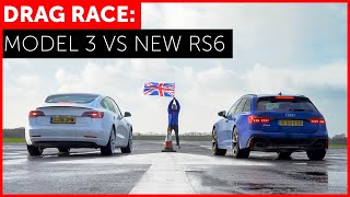2020 Audi RS6 vs Tesla Model 3 Performance Drag Race