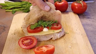 КУРИНОЕ ФИЛЕ с помидорами, сыром и зеленью, в бальзамическом соусе!!! Супер нежное и сочное!