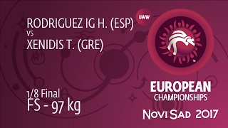 1/8 FS - 97 kg: T. XENIDIS (GRE) df. H. RODRIGUEZ IG (ESP) by TF, 10-0