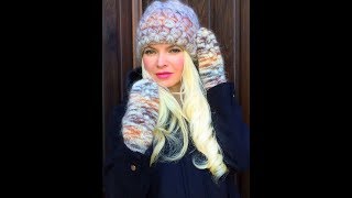 Шапка мохеровая крючком