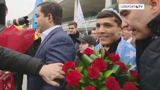 Murodjon Axmadaliyev Toshkent Xalqaro aeroportida tantanali ravishda kutib olindi