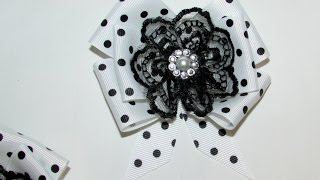Школьные банты в горошек, бантик в школу. School bows, DIY. Мастер-класс, МК. laços