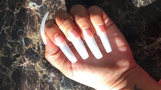 Long Natural Full Set | Acrylic Nails