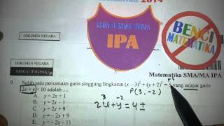 Cara Cepat Persamaan Garis Singgung Lingkaran-Pembahasan UN Matematika IPA No.9