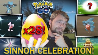 28 SINNOH CELEBRATION EVENT EGGS HATCHED! MORE SHINY POKEMON CAUGHT! (Pokemon GO)
