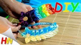Двухцветная веточка "Канзаши", МК. Ободок "Канзаши" Мастер-класс. Мария Калугина.