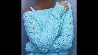 Пуловер со Спущенным Плечом Спицами - 2019 / Pullover with Off-Shoulder Spokes