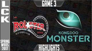 KT Rolster vs Kongdoo Monster Highlights Game 3 - LCK W9D5 Spring 2017 KT vs KDM G3