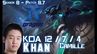 KZ Khan CAMILLE vs JAX Top - Patch 8.7 KR Ranked