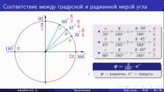 Радианная мера угла. Тригонометрия (01 - 02)