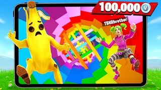 Fortnite MOBILE vs PC with My Little Brother! (Rainbow Dropper Challenge)