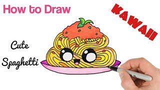 How to Draw Spaghetti Pasta Cute Kawaii Food Drawing