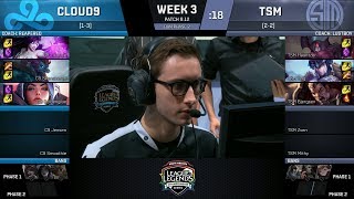 C9 vs TSM | WEEK 3 DAY 1 - NA LCS SUMMER 2018 | Cloud 9 vs Team SoloMid