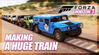 Forza Horizon 3 - Making the Huge Jeep Train! (Wrecks & Fails)