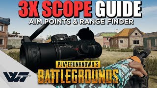 GUIDE: How to use the 3X SCOPE! AIM POINTS + RANGE FINDER for 10 different weapons - PUBG