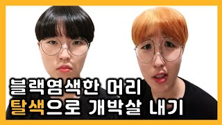 [셀프 탈색] 블랙염색한 머리 탈색으로 얼룩내기
