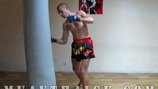 Тайский бокс (муай тай).  Отработка техники ударов на мешке.  Урок №4/Muay Thai.  Working on bag