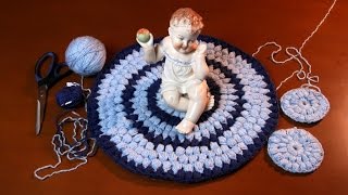 Как связать пышный круглый коврик крючком для начинающих